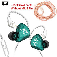 KZ ZSTX Sport In-ear Earphone Professional Noise Cancelling Headphones Game Music Colorful Headset With 0.75mm B-Pin Pink Gold Upgraded Replace Cable Suitable For Computer Gaming Phone MP4 MP3 Player