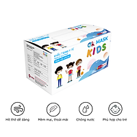 Hộp Khẩu Trang Y Tế Cao Cấp Kháng Khuẩn Ok Mask Màu Trắng Dành Cho Bé, Chất Liệu Mềm Mại, Không Gây Kích Ứng