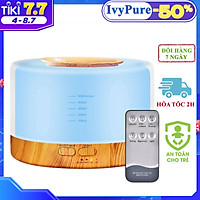 Máy xông tinh dầu sóng siêu âm cao cấp vân gỗ - Có Remote. Máy khuếch tán tinh dầu giúp tỏa hương, tạo độ ẩm, làm thơm phòng