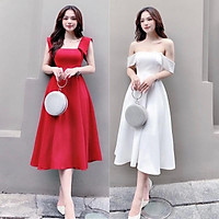 Đầm dự tiệc dạo phố cực xinh chất vải mềm mịn thiết kế may 2 lớp có mút ngực mã