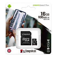 Thẻ nhớ Kingston microSDHC 16GB CL10 UHS-I SDCS2/16GB - 100MB/s (Có Adapter) - Hàng Chính Hãng