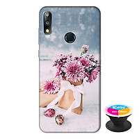Ốp lưng điện thoại Asus Zenfone Max Pro M2 hình Hoa Tình Yêu tặng kèm giá đỡ điện thoại iCase xinh xắn - Hàng chính hãng