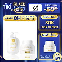 Combo Kem tắm trắng mềm nước hoa 150ml + Kem body mềm nước hoa Acosmetics 250g, Combo kích trắng da body cấp tốc