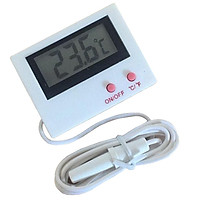Mini LCD Display Digital Temperature Meter Gauge with 1M Waterproof Probe - White