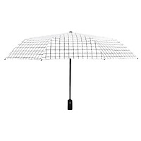 C'mon plaid vinyl automatic umbrella parasol rain and rain dual-use sun umbrella female anti-UV umbrella male self-opening folding three-fold umbrella white