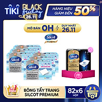 Combo 6 hộp bông tẩy trang Silcot (82 miếng/hộp)