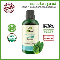 Tinh dầu Bạc Hà 24Care 100ml - Chiết xuất thiên nhiên, khử mùi, thơm phòng, giúp tinh thần tỉnh táo.