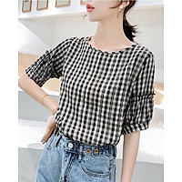 ÁO KIỂU NỮ SỌC CARO XINH ĐẸP