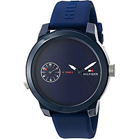 Tommy Hilfiger Men's Plastic and Rubber Casual Watch Quartz Strap, Blue (Model: 1791325)