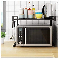 Kệ để Lò Vi Sóng 2 Tầng kèm móc treo đồ đa năng, Kệ đựng gia vị thông minh tiết kiệm không gian bếp, siêu tiện dụng-GD487-LOVISONG