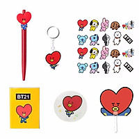 Combo 6 món BTS chibi Tata gồm bút móc khóa sticker vở quạt huy hiệu tròn