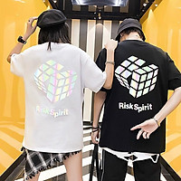 <FREE SHIP> Áo thun nam nữ unisex tay lỡ in phản quang chất thun co giãn 4 chiều (psrubik)