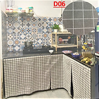 Rèm Dán Bếp, Kệ Bếp, Tủ Bếp gỗ/ đá MARYTEXCO chất liệu vải bố decor , không cần khoan đục, thay thế cửa tủ bếp giúp giữ căn bếp gọn gàng xinh xắn - Giao hàng trong 8h làm việc - Họa tiết Caro