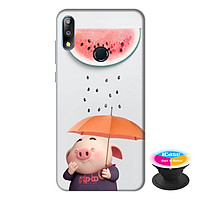 Ốp lưng điện thoại Asus Zenfone Max Pro M2 hình Heo Con Che Nắng tặng kèm giá đỡ điện thoại iCase xinh xắn - Hàng chính hãng