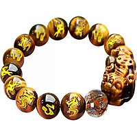 Vòng Tay Phong Thủy Unisex Tỳ Hưu Đính Đá Tóc Nâu đỏ Tâm Thành Phát
