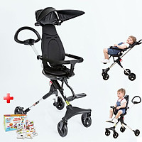 Xe đẩy em bé, Xe đẩy du lịch gấp gọn TW0205 đảo chiều cao cấp với lưng ghế ngả được: 100-110-130 độ giúp bé thoải mái tuyệt đối, mẫu mới nhất 2021 - TẶNG KÈM BỘ THẺ HỌC THÔNG MINH 16 CHỦ ĐỀ 416 THẺ CHO BÉ