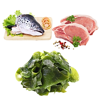 Combo 52: 1 Cái đầu cá hồi + 1kg Cốt lết heo cắt lát + 300gram Rong biển tươi