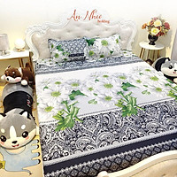 Bộ ga gối m6/m8 ga trải giường + 2 vỏ gối nằm hoa lá