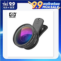 Ống Kính Macro Góc Rộng HD APEXEL APL-0.45WM Kèm Kẹp Gắn Cho Điện Thoại - Đen (Góc Rộng 0.45X) (Macro 12.5X)