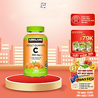 Kẹo Dẻo Vitamin C 250mg Kirkland Adult Gummies 180v Của Mỹ Hộp Giúp Tăng Cường Sức Đề Kháng và Miễn Dịch, Trắng Sàng và Chống Lão Hóa Da