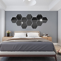 Set 12 tấm Gương dán tường hình lục giác trang trí nhà cửa sáng tạo