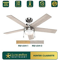 Quạt trần đèn HUNTER CLAUDETTE - Màu sắc hiện đại, Cánh gỗ cao cấp, Điều khiển từ xa, Hàng chính hãng