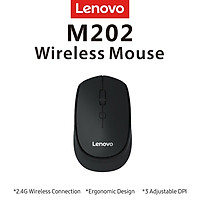 Lenovo M202 2.4GHz Wireless Mouse Office Mouse 4 Keys Mute Mice Ergonomic Design with 3 Adjustable DPI for PC Laptop