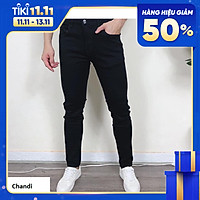 Quần Jean Nam Đen Trơn cao cấp thương hiệu Chandi, phong cách tôn dáng nam tính chất jean co dãn Mẫu J20
