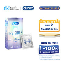 Bao cao su Durex Invisible Extra Thin Extra Lubricated 1 Hộp 10 Bao