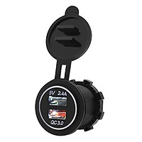 5V 3.4A Motorcycle QC 3.0 Dual USB Waterproof IP66 Socket Charger Power Adapter - Green