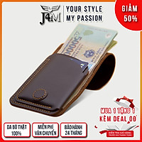 Ví sen 3, da bò thật, ví mini cầm tay J4M cho nam và nữ đựng tiền và thẻ, bh 24 tháng 1 đổi 1