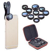 Phone Camera Lens 10 In 1 Kit Wide Fisheye Telephoto Micro Lens With Remote Shutter