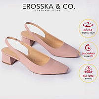 Giày cao gót Erosska thời trang mũi vuông phối dây gót hở kiểu dáng đơn giản dễ phối đồ cao 5cm EL016