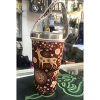 Túi xách cho ly giữ nhiệt 900ml mẫu nai màu nâu