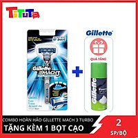 Dao cạo râu Gillette Mach3 Turbo và Bọt cạo râu Gillette Hương Chanh 50G