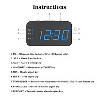 Digital LED Alarm Clock Large Mirrored Display Snooze Function Beside Clock for Bedroom Decor
