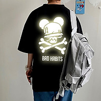 Áo Thun Nam_ Nữ Phản Quang In hình BAD HABITS , áo chất, đi đêm, đi phượt bao ngầu, nhìn đã mắt