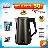 Ấm đun siêu tốc 2 lớp cách nhiệt Lock&Lock EJK631BLK (1.7L) Màu đen - Hàng chính hãng, thân bình bằng thép không gỉ, tay cầm làm bằng nhựa PP, tự động ngắt điện khi sôi