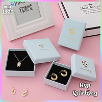 Hộp quà tặng hộp trang sức Màu xanh pastel họa tiết Lá Vàng sang trọng chất liệu cao cấp