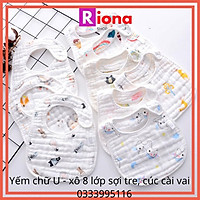 Yếm Xô 8 Lớp Yếm Xô Chữ U 8 Lớp Sợi Tre Cúc Cài Vai Mềm Mịn Cho Bé