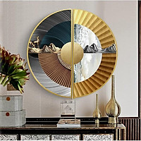 Tranh bán nguyệt tráng gương treo tường hoa sen decor trang trí phòng khách, phòng ngủ, cầu thang cao cấp tặng kèm đinh