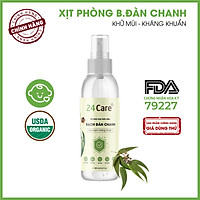 Xịt Phòng Tinh Dầu Bạch Đàn Chanh Hữu Cơ Organic 24Care 50ML/100ML - Kháng khuẩn - Khử mùi hôi - Đuổi muỗi, côn trùng - Hương thơm mạnh mẽ giúp tái tạo năng lượng nhanh, giảm stress hiệu quả.