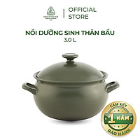 Nồi sứ dưỡng sinh Minh Long thân bầu 3.0 L + nắp dùng cho bếp gas, bếp hồng ngoại