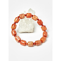 Vòng lu thống đá san hô hóa thạch phối mã não đỏ - Ngọc Quý Gemstones