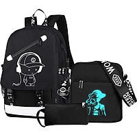 Combo Balo Dạ Quang Phát Sáng Khóa Chống Trộm (46 x 30 cm) + Túi Đeo Vai (22 x 22 cm)