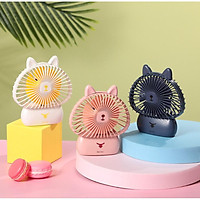 Quạt mini cầm tay hình Mèo sạc USB - có đèn, quạt cầm tay., để bàn