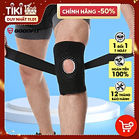 Bó gối thể thao, băng đầu gối tập gym GoodFit đệm silicone, thanh lò xo trợ lực GF512K