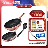 Bộ chảo Tefal Cook&Shine gồm 3 món Chảo chiên 24cm, Chảo xào 28cm và Vá - Chống dính - Báo nhiệt thông minh - Thích hợp mọi loại bếp - Hàng chính hãng