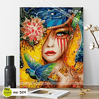 Tranh tô màu 40x50cm có khung nhan sắc rực rỡ T524