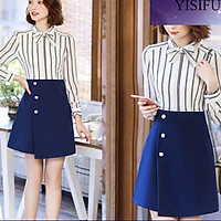 Chân váy chữ A 40-45cm đính cúc thời trang nữ